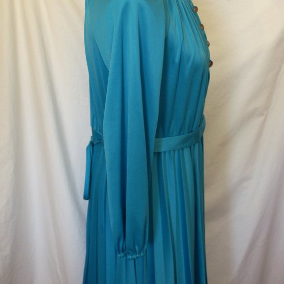 Sunshine Alley Blue Turquoise Pleated Skirt Dress Vintage - Picture 10 of 12